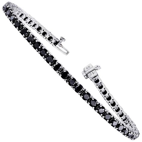 Round Brilliant Black Diamond Tennis Bracelet at 1stDibs