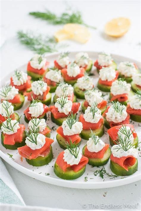 Mini Cucumber Smoked Salmon Appetizer Bites with Lemon Dill… | Smoked ...