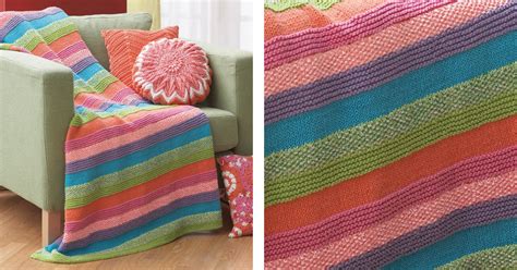 Sugar 'N Cream Striped Knitted Blanket [FREE Knitting Pattern]