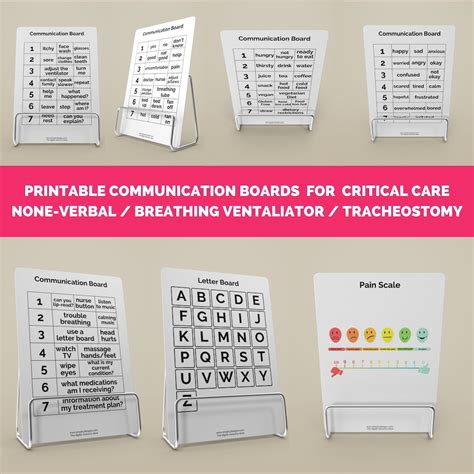 Printable ICU Patient Communication Boards for Ventilator Users / None-verbal / Paralyzed ...