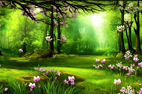 Spring Forest Scenery Landscape Background · Creative Fabrica