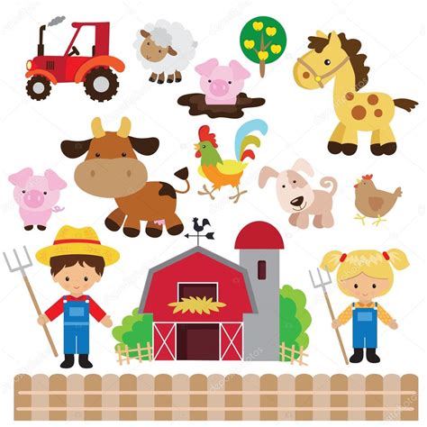 Farm animals vector illustration — Stock Vector © Clipartlana #106197850