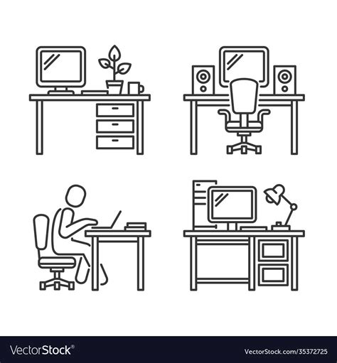 Workplace icons set on white background Royalty Free Vector