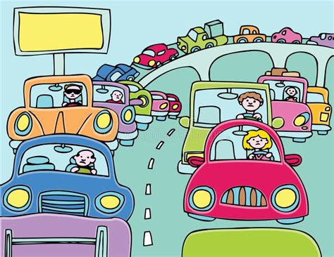 Traffic Jam Cartoon - Traffic Jam Illustration Stuck Vector Road Collection Rage Commuter ...