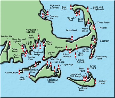 Massachusetts Lighthouse Map