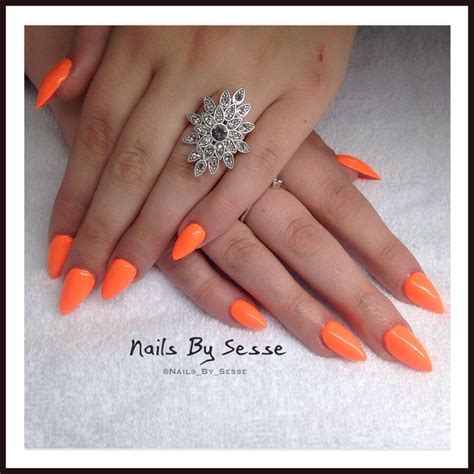 Neon orange nails / acrylic extended nails #nails #negle | Orange nails ...