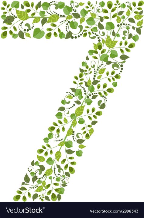 Spring green leaves eco number 7 Royalty Free Vector Image