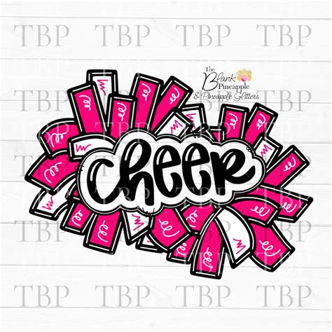 Cheer Design PNG, Cheer Pom Poms in Pink PNG, Cheer Sublimation Design ...