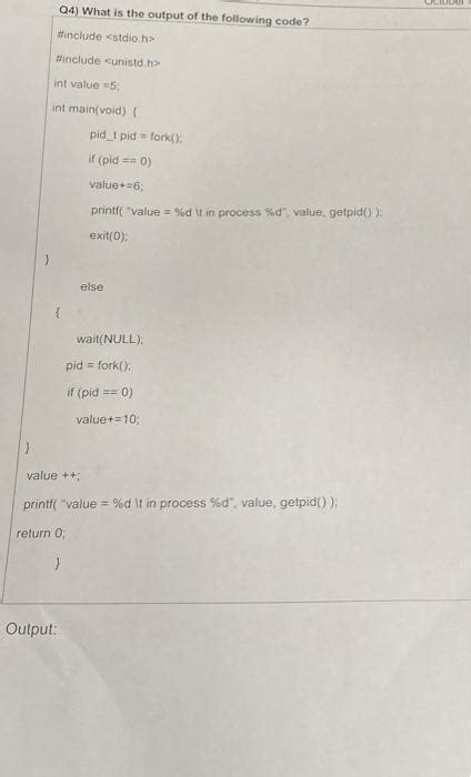 Solved Hinclude sstdio h> \#include cunistd ha int value =5; | Chegg.com