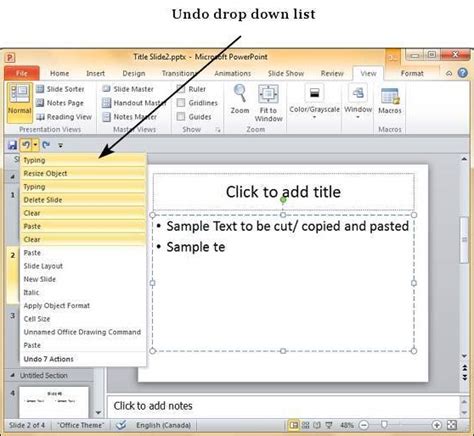 Undo Edited Changes in Powerpoint 2010