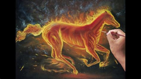 how to draw | fire horse with oil painting - YouTube