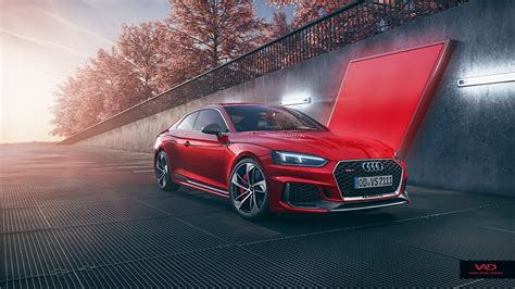 Fonds d'ecran Audi CGI RS5 Vedat Afuzi Design Rouge Coupe Voitures télécharger photo