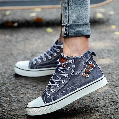 New Arrival Women Fashion High Top Lace Up Canvas Shoes – Agodeal Casual Heels, Casual Sneakers ...