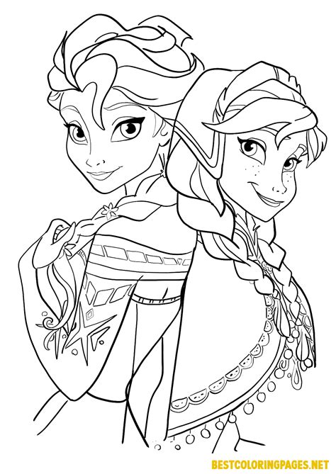 Anna and Elsa Colouring Pages - Free printable coloring pages