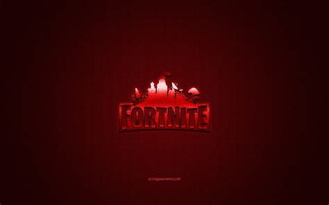 Fortnite, popular game, Fortnite red logo, red carbon fiber background ...