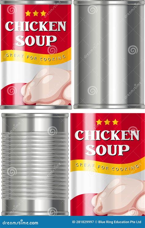 Chicken soup canned food stock vector. Illustration of feathers - 281829997