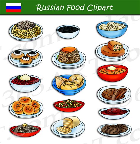 Russian Food Clipart Set Digital Download - Clipart 4 School