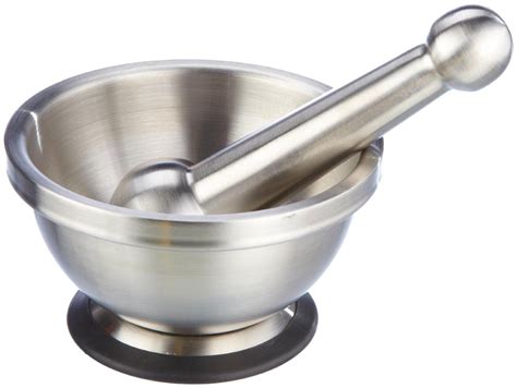 Stainless steel mortar and pestle set, ideal for crushing fresh herbs ...