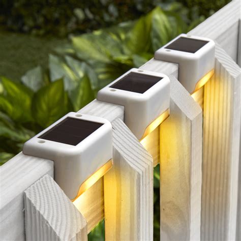 Solar Deck Lights - Wall Mounted Outdoor Fence Lighting - White, Set of 3 - Walmart.com ...