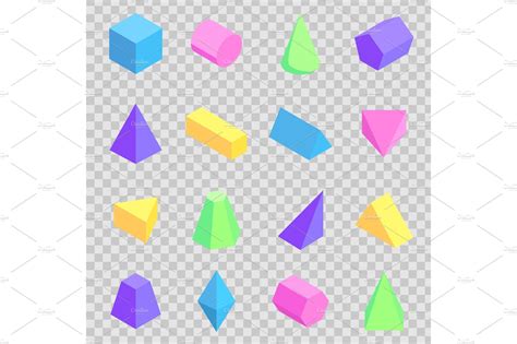 Geometric 3d Prisms Collection | Object Illustrations ~ Creative Market