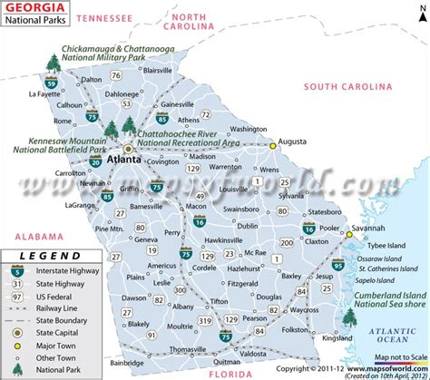 Georgia National Parks Map, List of National Parks in Georgia