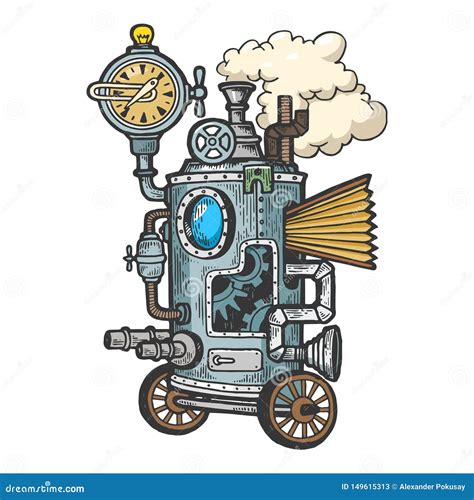 Fantastic Steam Punk Machine Engraving Vector Stock Vector ...