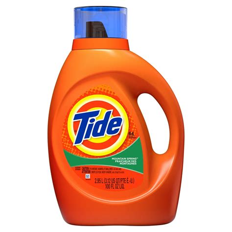 Tide Mountain Spring Scent Liquid Laundry Detergent, 100 oz, 64 loads ...