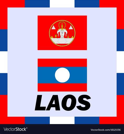 Official ensigns flag and coat of arm of laos Vector Image