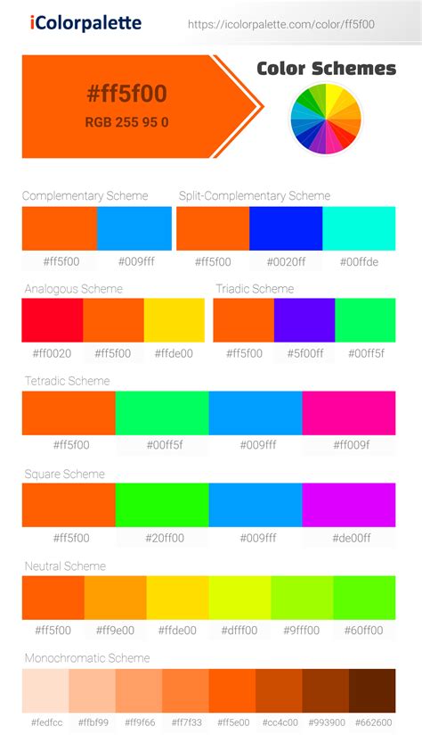 Bright Orange C Color | Hex color Code #ff5f00 information | Hsl | Rgb | Pantone