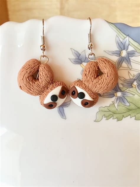 Sloth-polymer Clay Earrings-fimo-sloth Earrings - Etsy