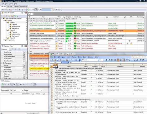 Project management spreadsheet