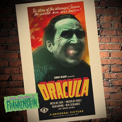 Retro portrait of Nicolas Cage as Dracula | 11x17 Art Print – unlovelyfrankenstein