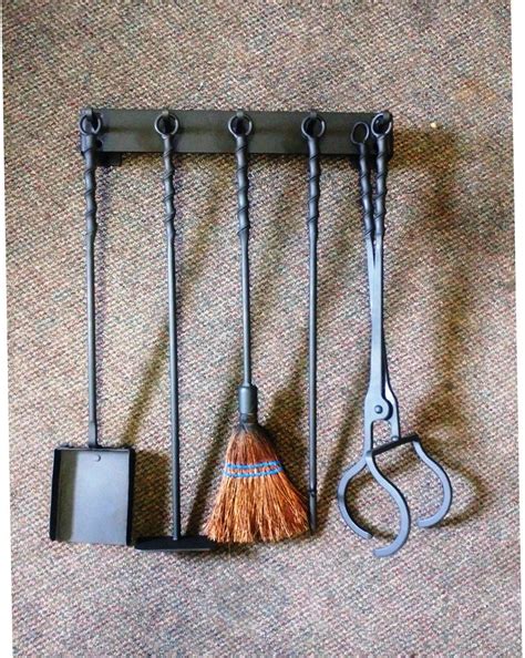 Old World Iron 6-piece Wall Mounted Fireplace Tool Set with | Etsy in 2020 | Fireplace tool set ...