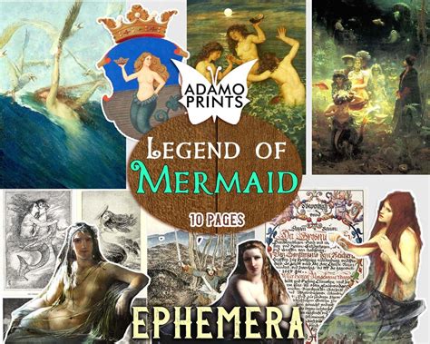 Legend of Mermaid, Digital Images, Vintage Art, Ephemera Classic ...