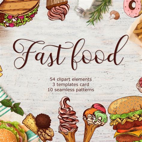 Fast Food Clipart + Menu – MasterBundles