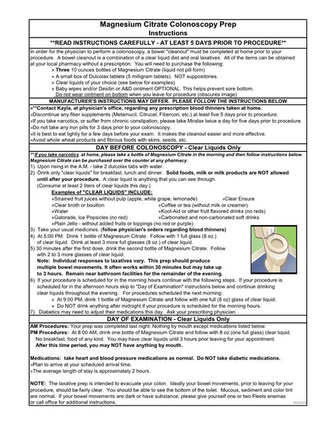 Magnesium Citrate Colonoscopy Prep - DocsLib