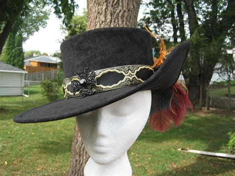 Cavalier/Pirate Hat covered in Black Suede Cloth. | Pirate hats, Character costumes, Beautiful hats