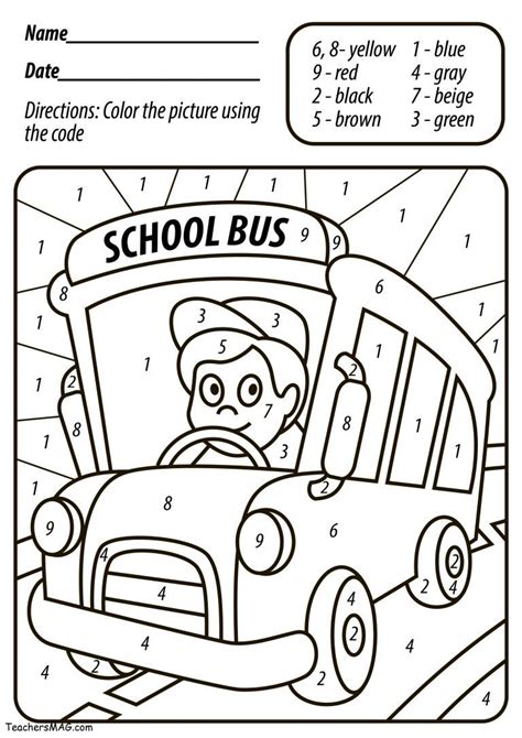 Back-to-School Free Printables | School coloring pages, School worksheets, Color by numbers