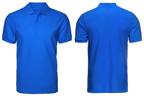 Blank Blue Polo Shirt Front And Back View Isolated White Background Design Polo Shirt Template ...