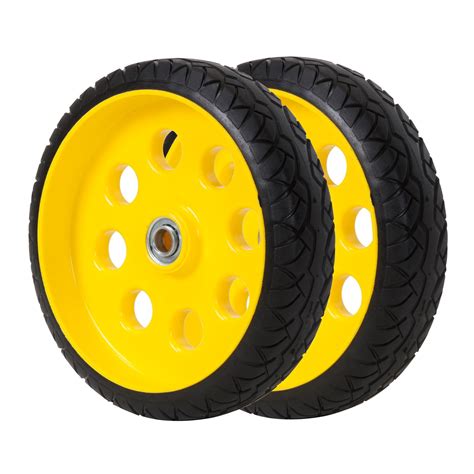 COSCO 10 Inch Low Profile Replacement Wheels for Hand Trucks, Flat-Free, (Yellow, 2 Pack ...