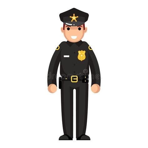 Policeman Flat Design Character Isolated Vector Illustration Stock ...