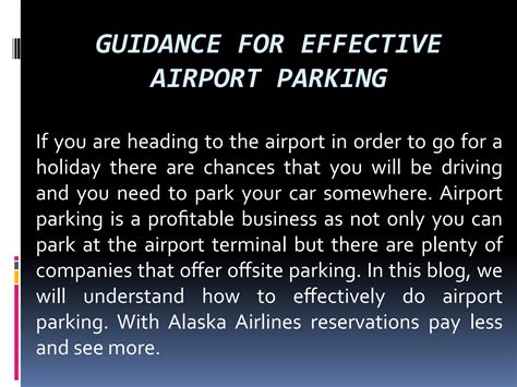 Guidance for effective Airport Parking by Alaska Flights Reservations ...