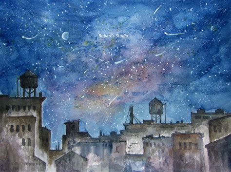 Night Cityscape Painting at PaintingValley.com | Explore collection of Night Cityscape Painting