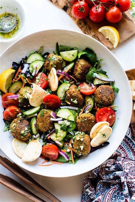 Falafel Salad with Lemon Garlic Dressing - Kitchen Confidante®