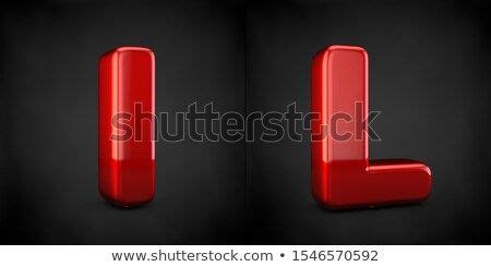 Red letter L isolated on black background. 3d red glossy alphabet font ...