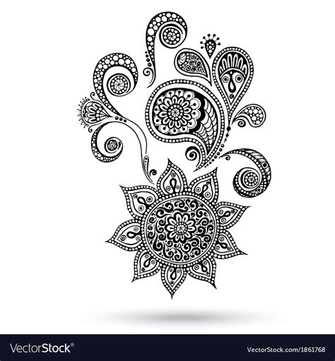 Henna Flowers and Paisley Mehndi Tattoo Doodles Vector Image