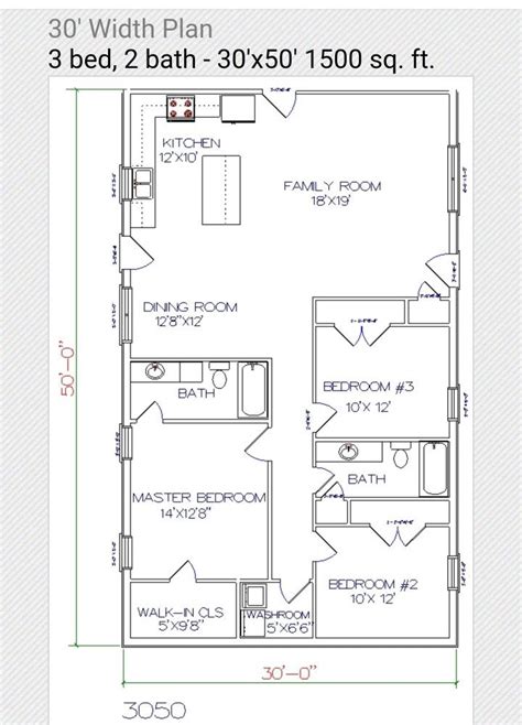 30x50 Floor plan | Barn homes floor plans, Metal house plans, Pole barn ...