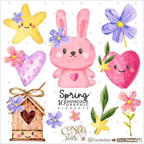 Spring Clipart Bunny Clipart COMMERCIAL USE Easter Clipart - Etsy