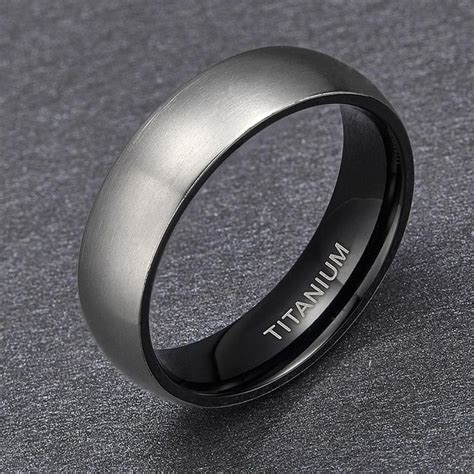 Ring in matt silver titanium with black finish on the inside. | Etsy | Titanium rings for men ...