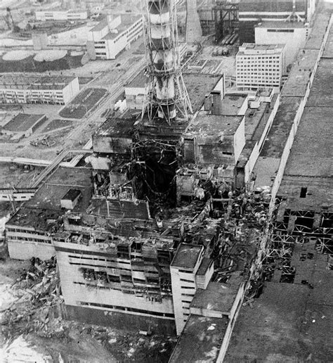 An aerial view of the Chernobyl nucler power plant, the site of the ...